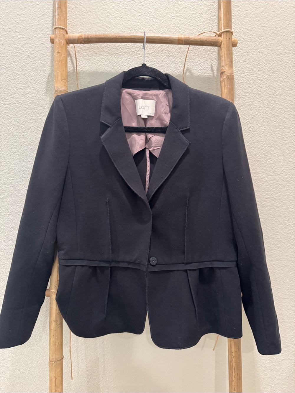 LOFT Black Peplum-Style Single-Button Blazer
